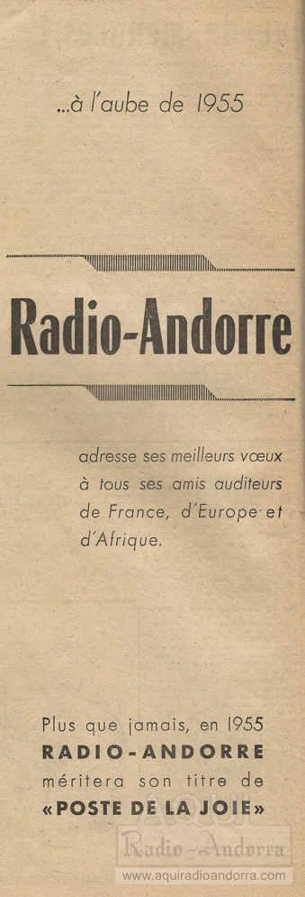 Publicité Radio-Andorre 1954